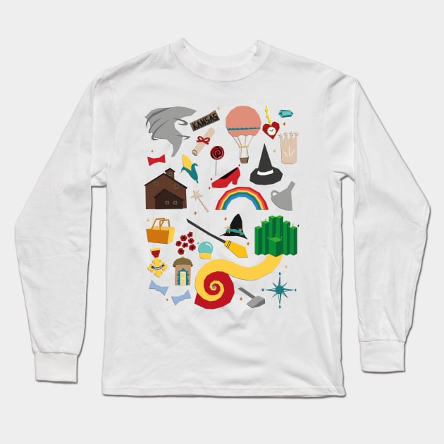 Wizard of Oz paper cut illustration Long Sleeve T-Shirt by PauRicart